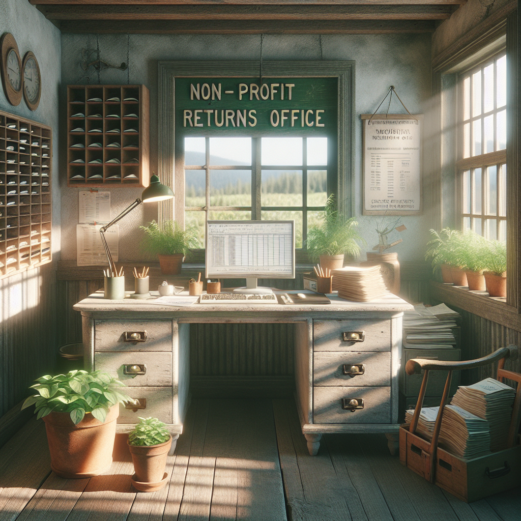 a cozy non-profit returns office with a desk and windows